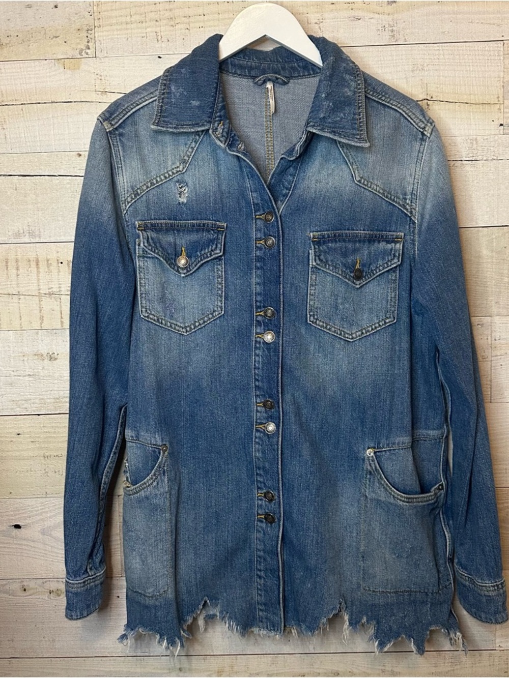 Free People Moonchild Denim Shirt Jacket
Color Indigo Blue Size Medium - Picture 4 of 16